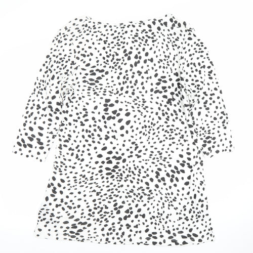 Joules Womens White Black Animal Print Jersey Top Size 16 3/4 Sleeve