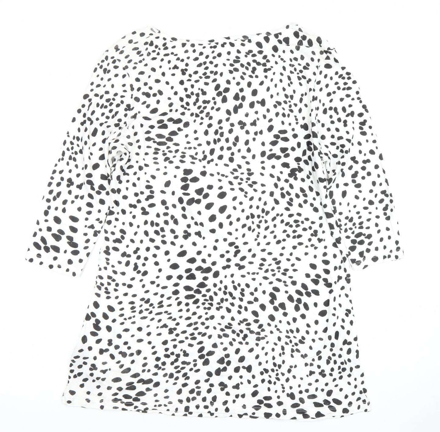 Joules Womens White Black Animal Print Jersey Top Size 16 3/4 Sleeve