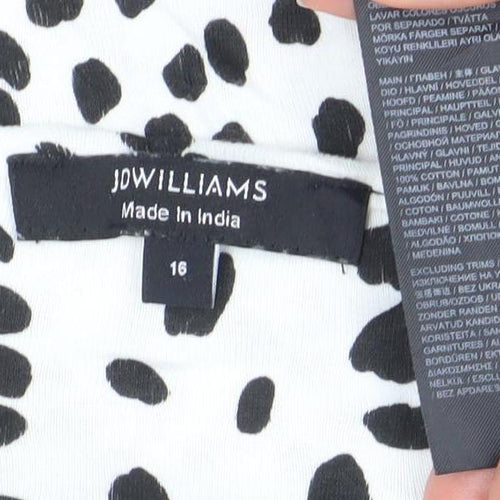 Joules Womens White Black Animal Print Jersey Top Size 16 3/4 Sleeve