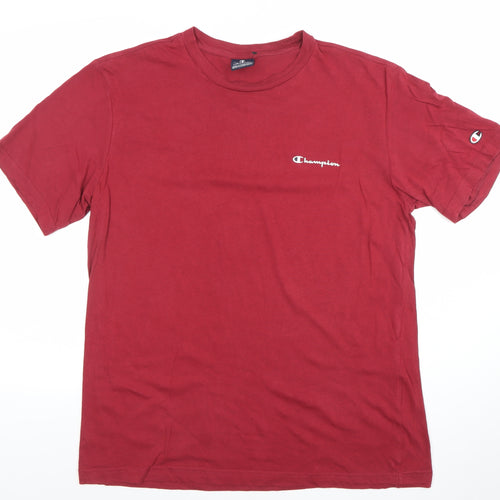 Champion Men's Red Crew Neck Short Sleeve T-Shirt Size L