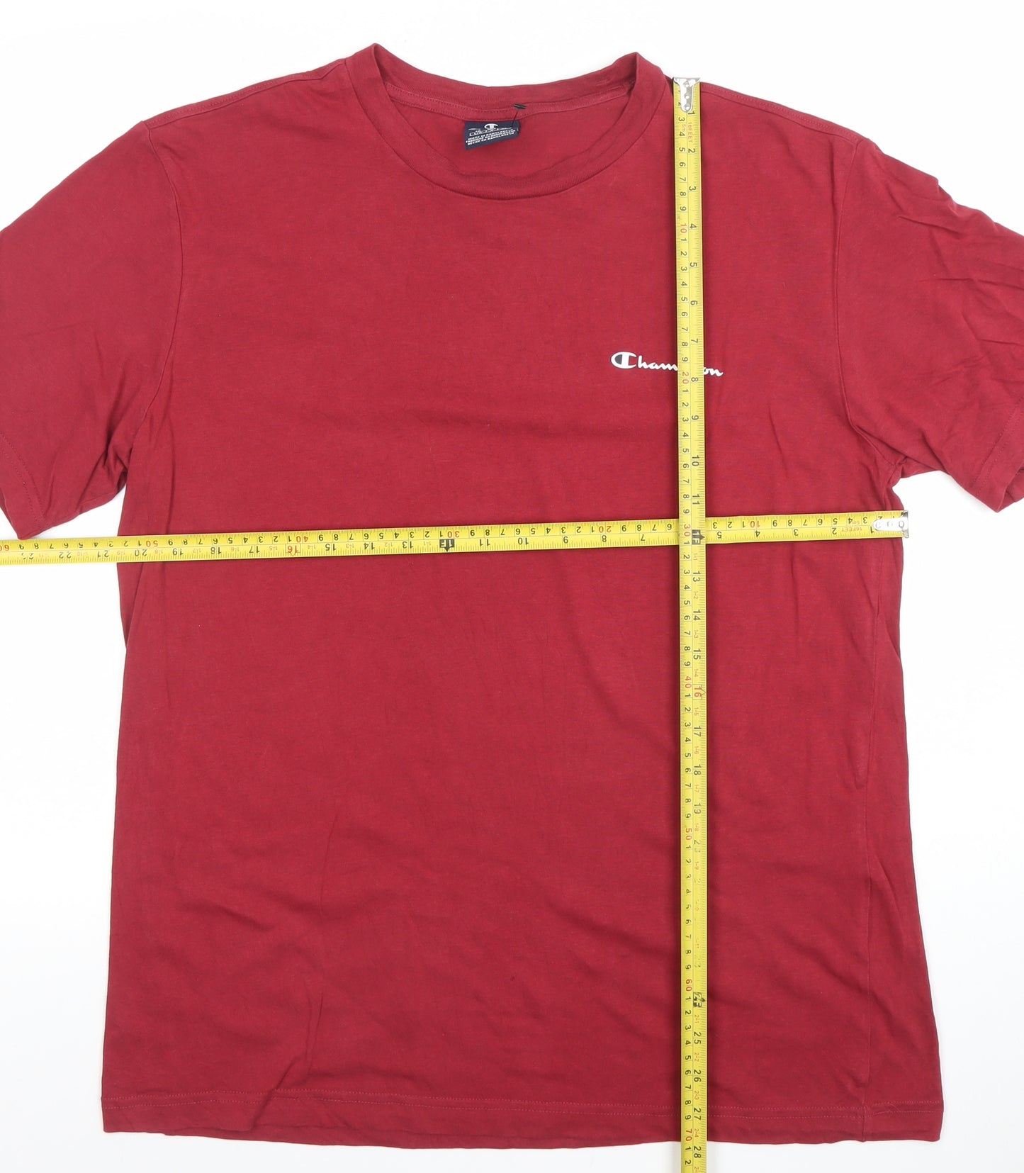 Champion Men's Red Crew Neck Short Sleeve T-Shirt Size L