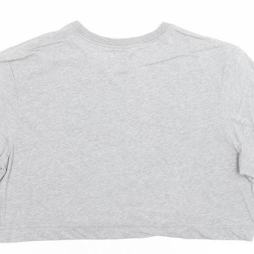 Nike Women's Grey Cropped Dri-FIT T-Shirt Size L Casual Sports Tee