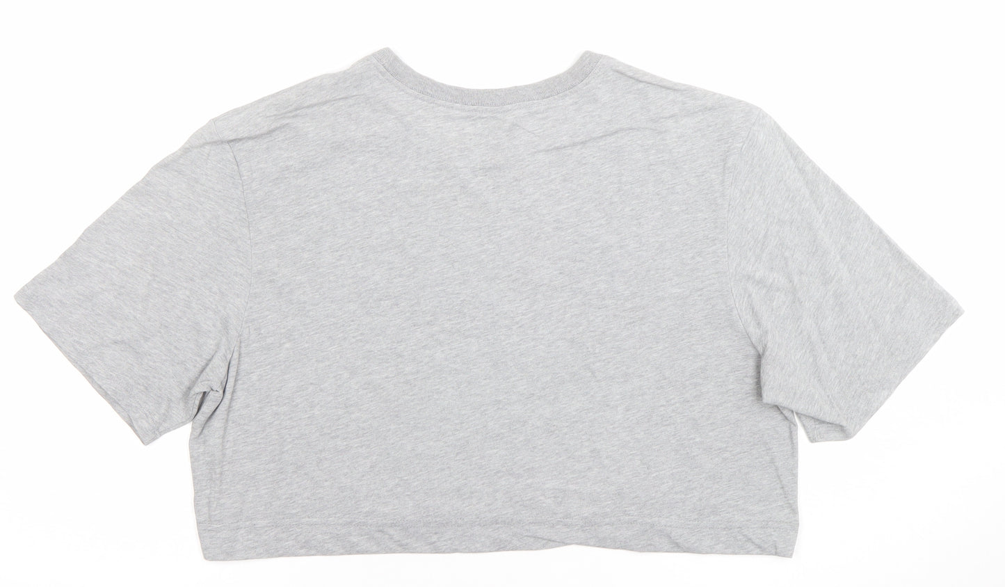 Nike Women's Grey Cropped Dri-FIT T-Shirt Size L Casual Sports Tee