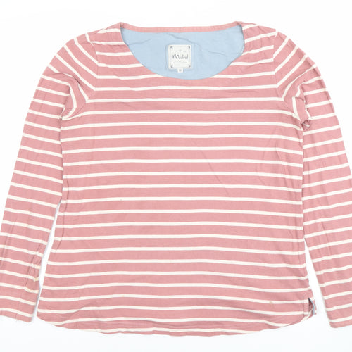 Mistral Womens Pink Striped Long Sleeve Cotton Jersey Top Size 12