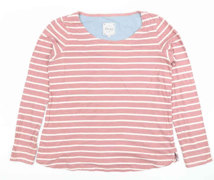 Mistral Womens Pink Striped Long Sleeve Cotton Jersey Top Size 12