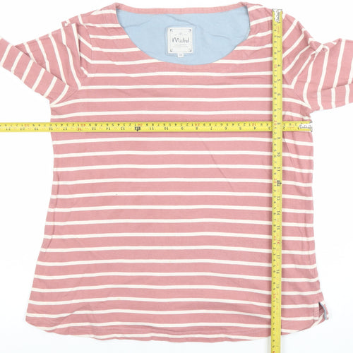 Mistral Womens Pink Striped Long Sleeve Cotton Jersey Top Size 12