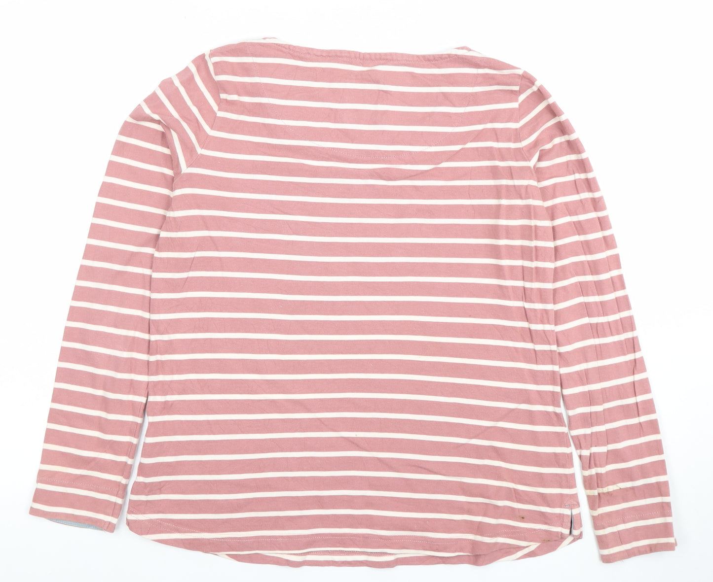 Mistral Womens Pink Striped Long Sleeve Cotton Jersey Top Size 12