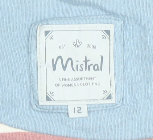 Mistral Womens Pink Striped Long Sleeve Cotton Jersey Top Size 12