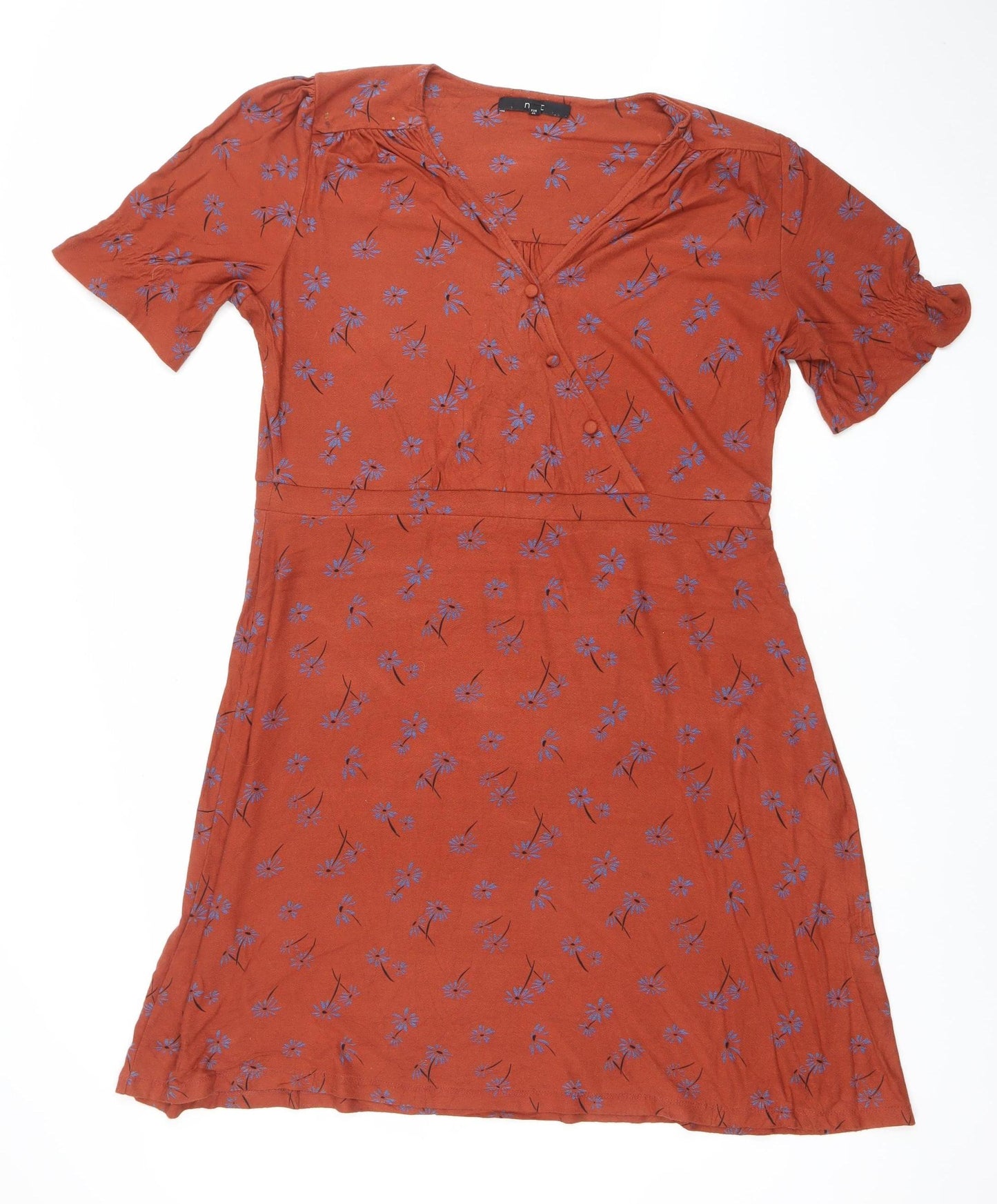 Next Women Brown Floral Viscose Wrap Midi Dress Size 18