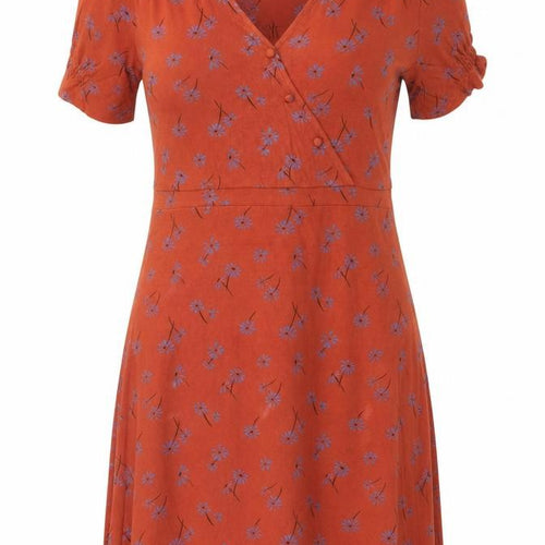 Next Women Brown Floral Viscose Wrap Midi Dress Size 18