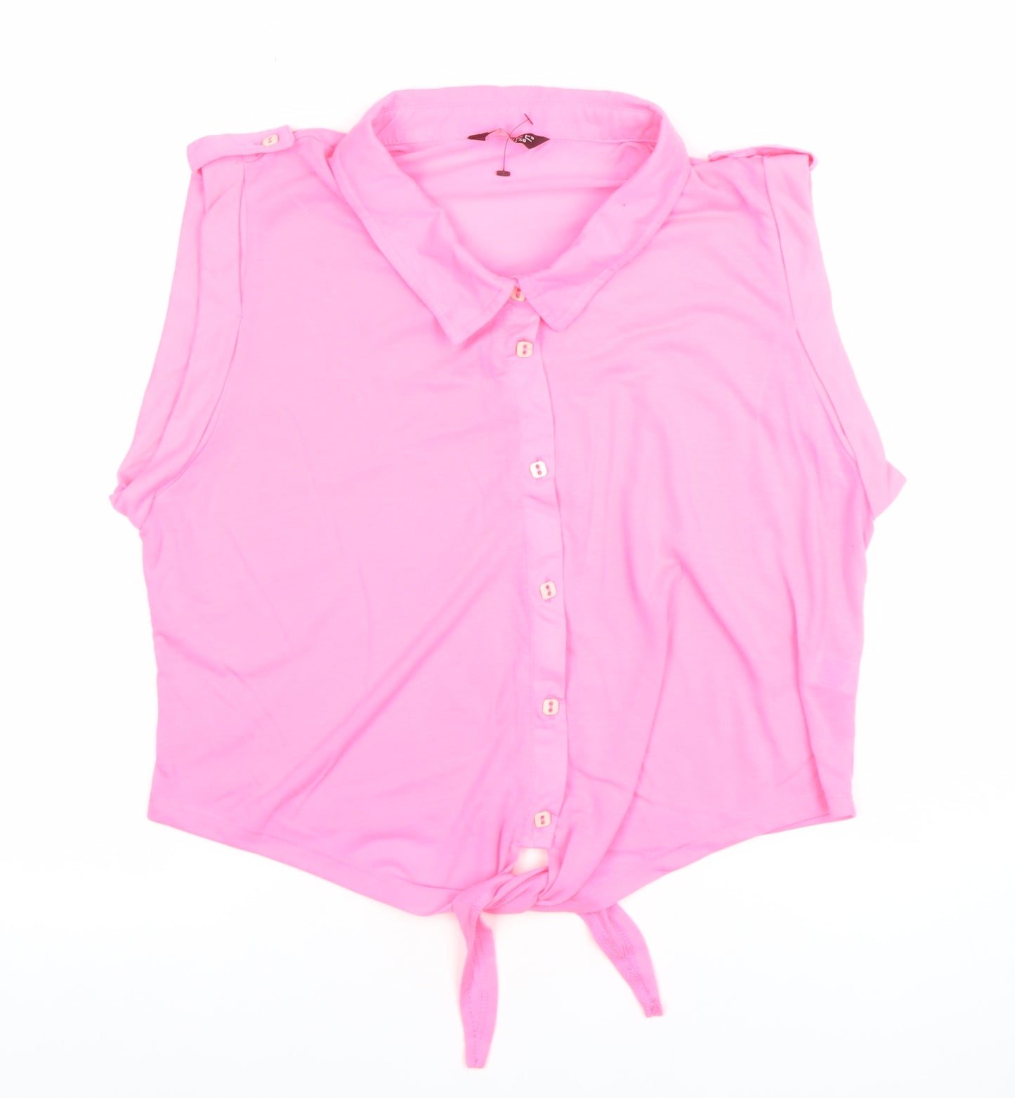 Select Women's Pink Sleeveless Collared Button-Up Top Size 18