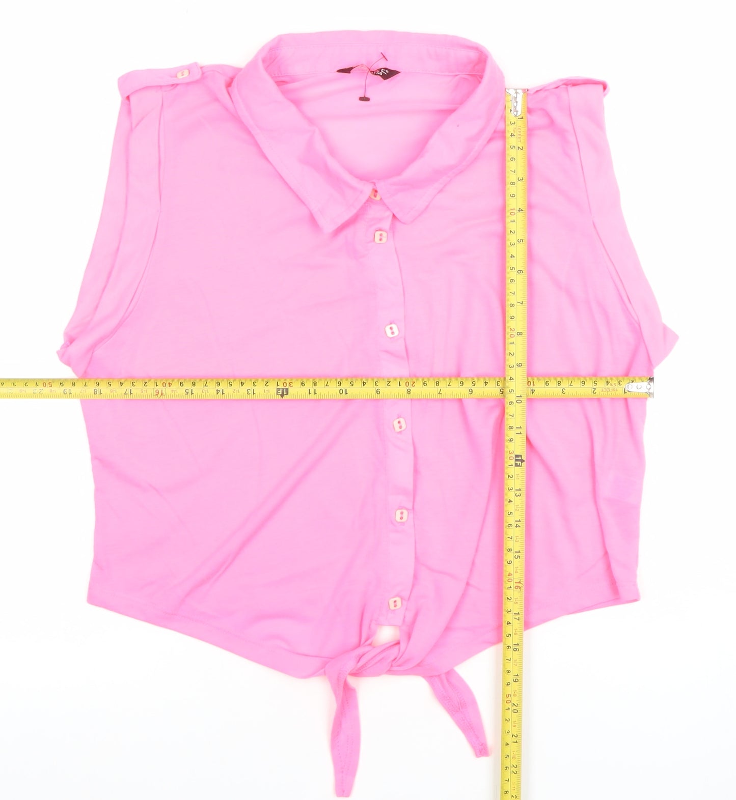 Select Women's Pink Sleeveless Collared Button-Up Top Size 18