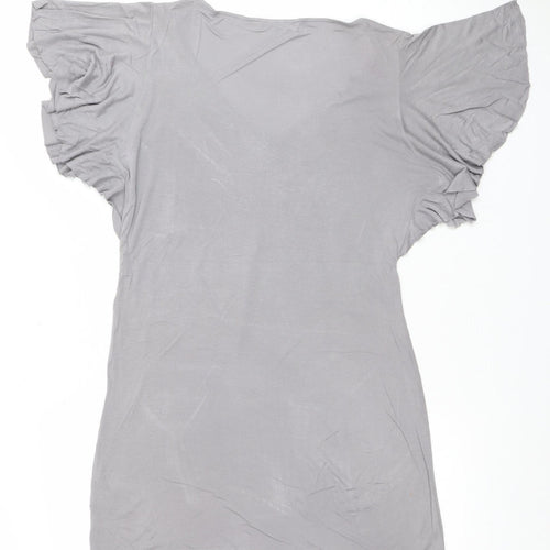 Oasis Women Grey Sequin Butterfly T-Shirt Dress Size S
