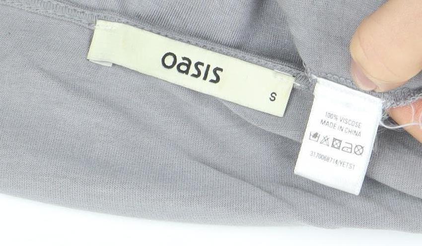 Oasis Women Grey Sequin Butterfly T-Shirt Dress Size S