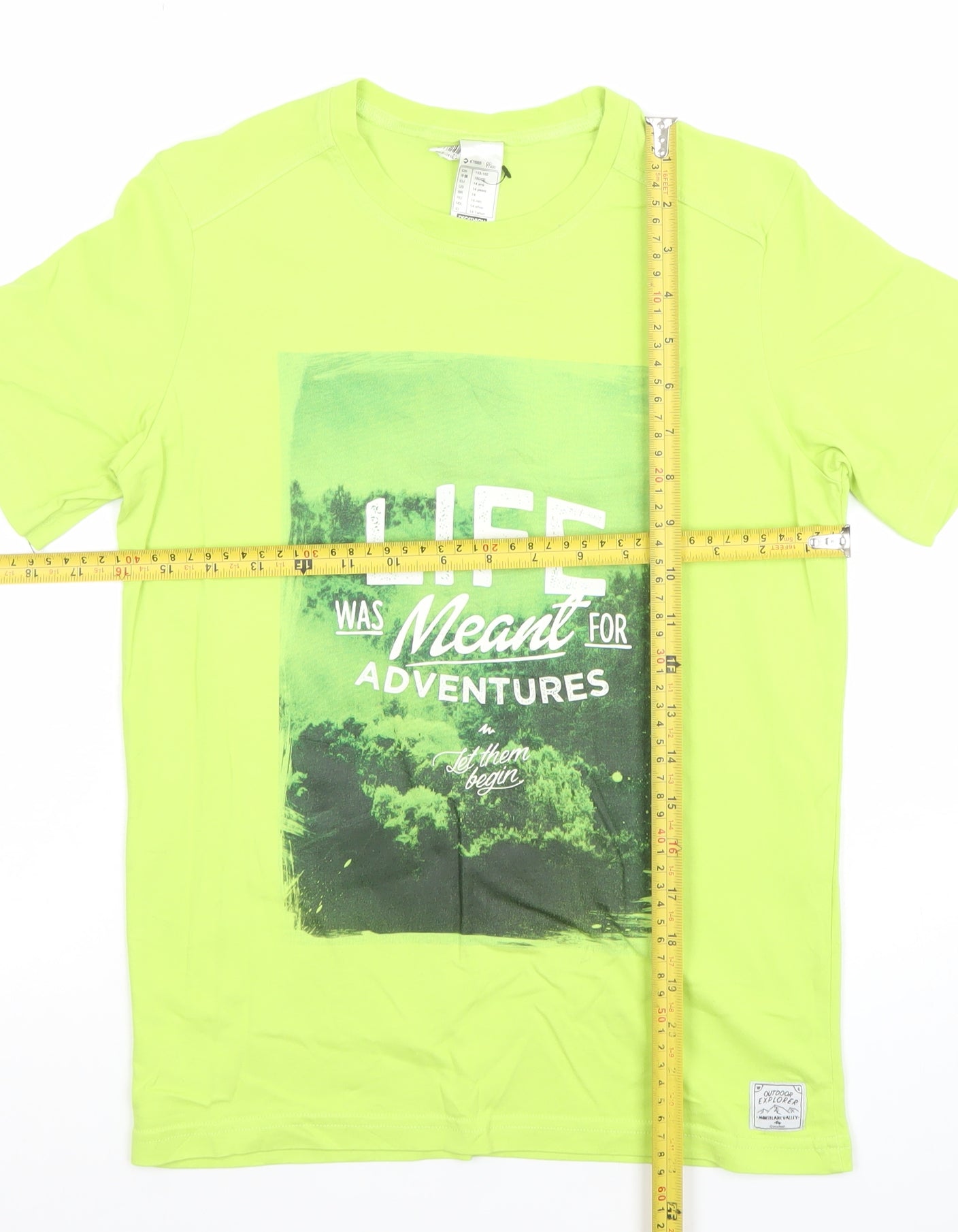 Decathlon Boys Green Adventure Graphic Cotton T-Shirt 14 Years