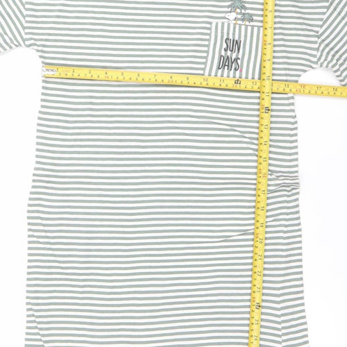 Peanuts Women's Green Striped Snoopy Nightshirt XS T-Shirt Style