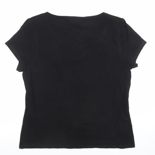 Precis Women’s Black Embroidered Scoop Neck Short Sleeve T-Shirt M