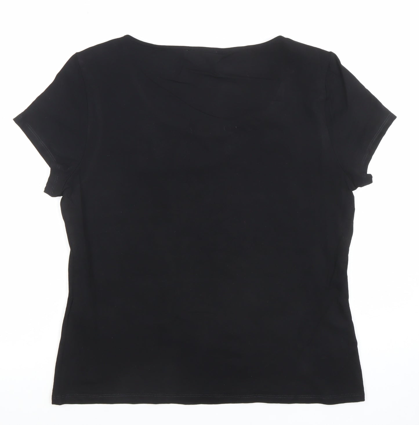 Precis Women’s Black Embroidered Scoop Neck Short Sleeve T-Shirt M