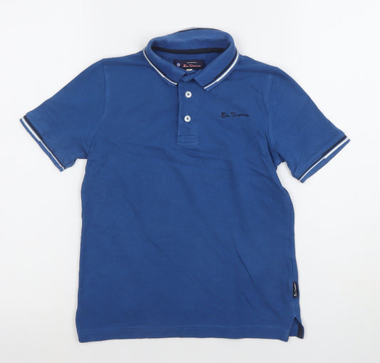 Ben Sherman Boys Blue 7-8 Years Polo Shirt Classic Cotton Short Sleeve