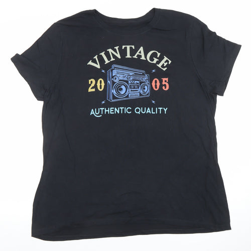 Gildan Women's Black Vintage 2005 Music Graphic Cotton T-Shirt XL
