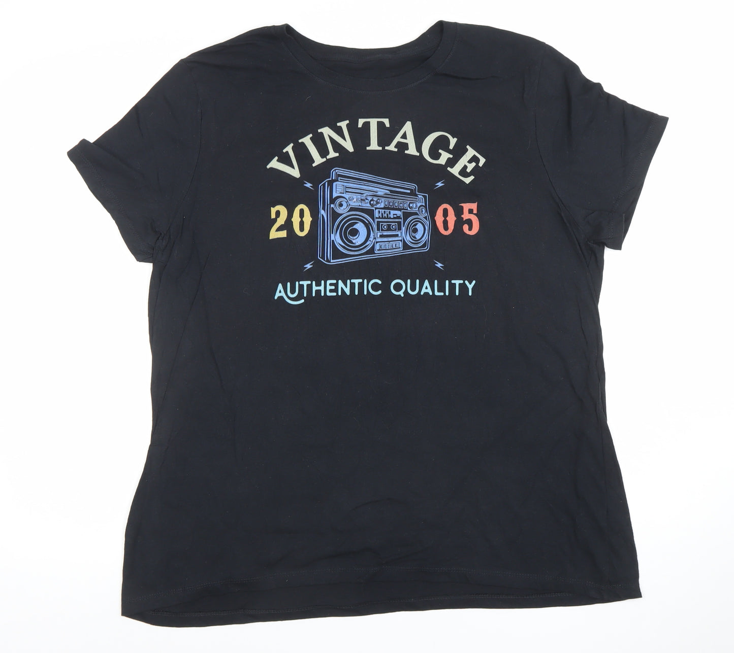 Gildan Women's Black Vintage 2005 Music Graphic Cotton T-Shirt XL