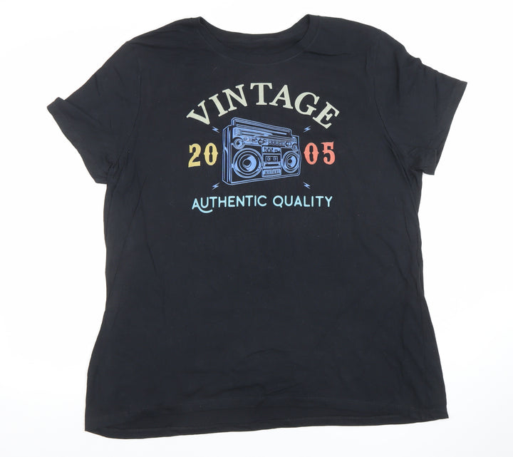 Gildan Women's Black Vintage 2005 Music Graphic Cotton T-Shirt XL