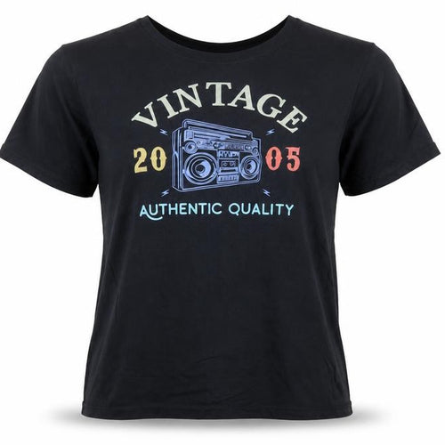 Gildan Women's Black Vintage 2005 Music Graphic Cotton T-Shirt XL