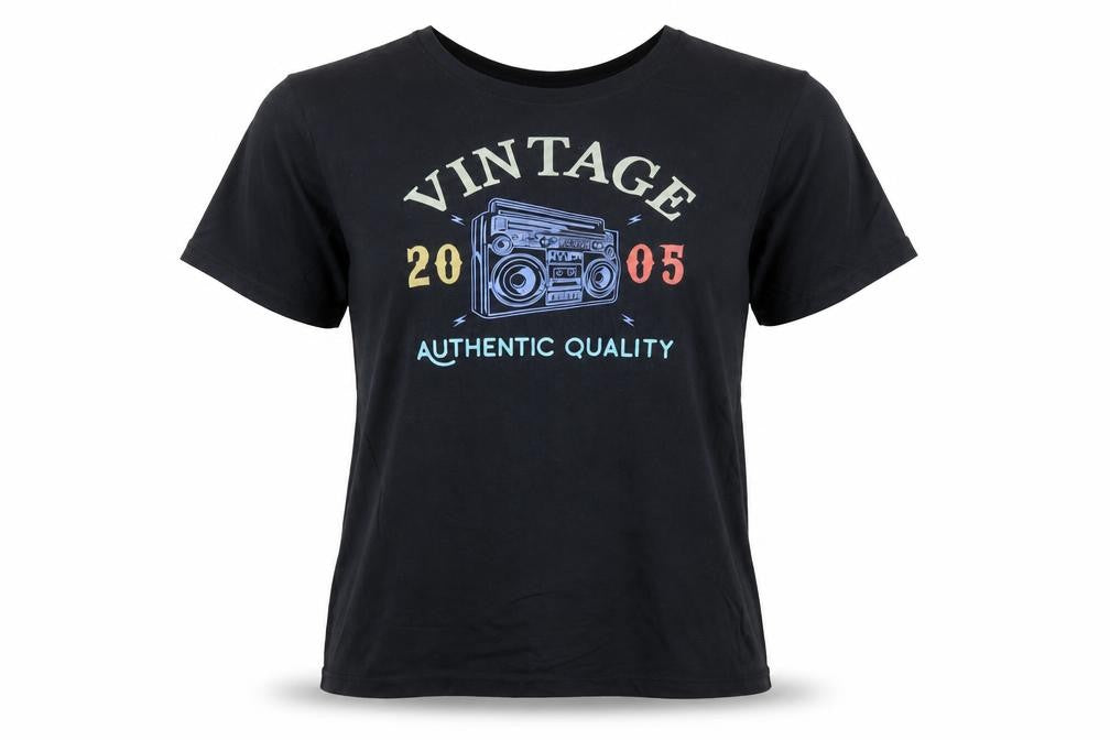 Gildan Women's Black Vintage 2005 Music Graphic Cotton T-Shirt XL