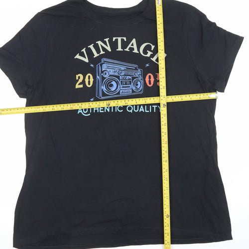 Gildan Women's Black Vintage 2005 Music Graphic Cotton T-Shirt XL