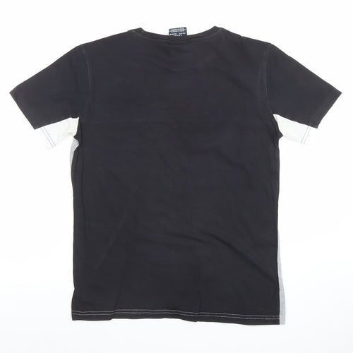 Champion Boys Black & Grey Colourblock T-Shirt Size L Cotton Casual