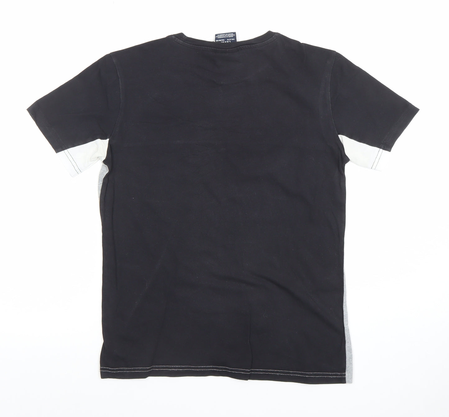 Champion Boys Black & Grey Colourblock T-Shirt Size L Cotton Casual
