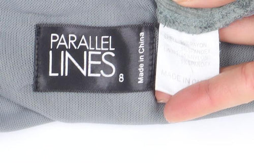 Parallel Lines Women's Green Cropped Long Sleeve Square Neck Top Size 8