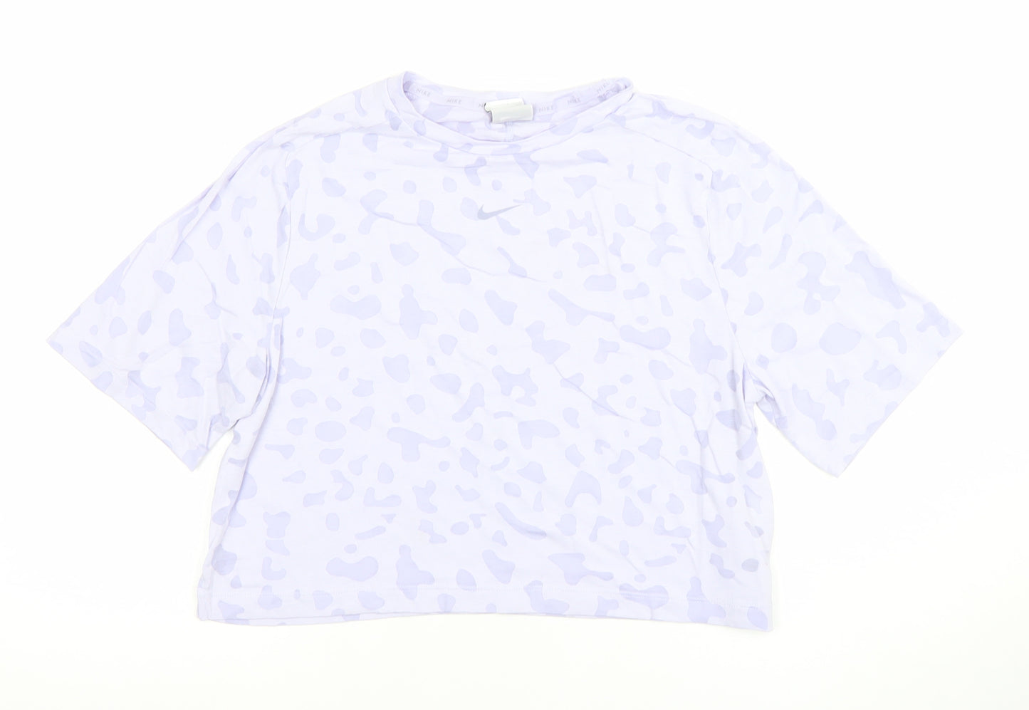 Nike Womens White Animal Print Cropped T-Shirt XL Relaxed Fit