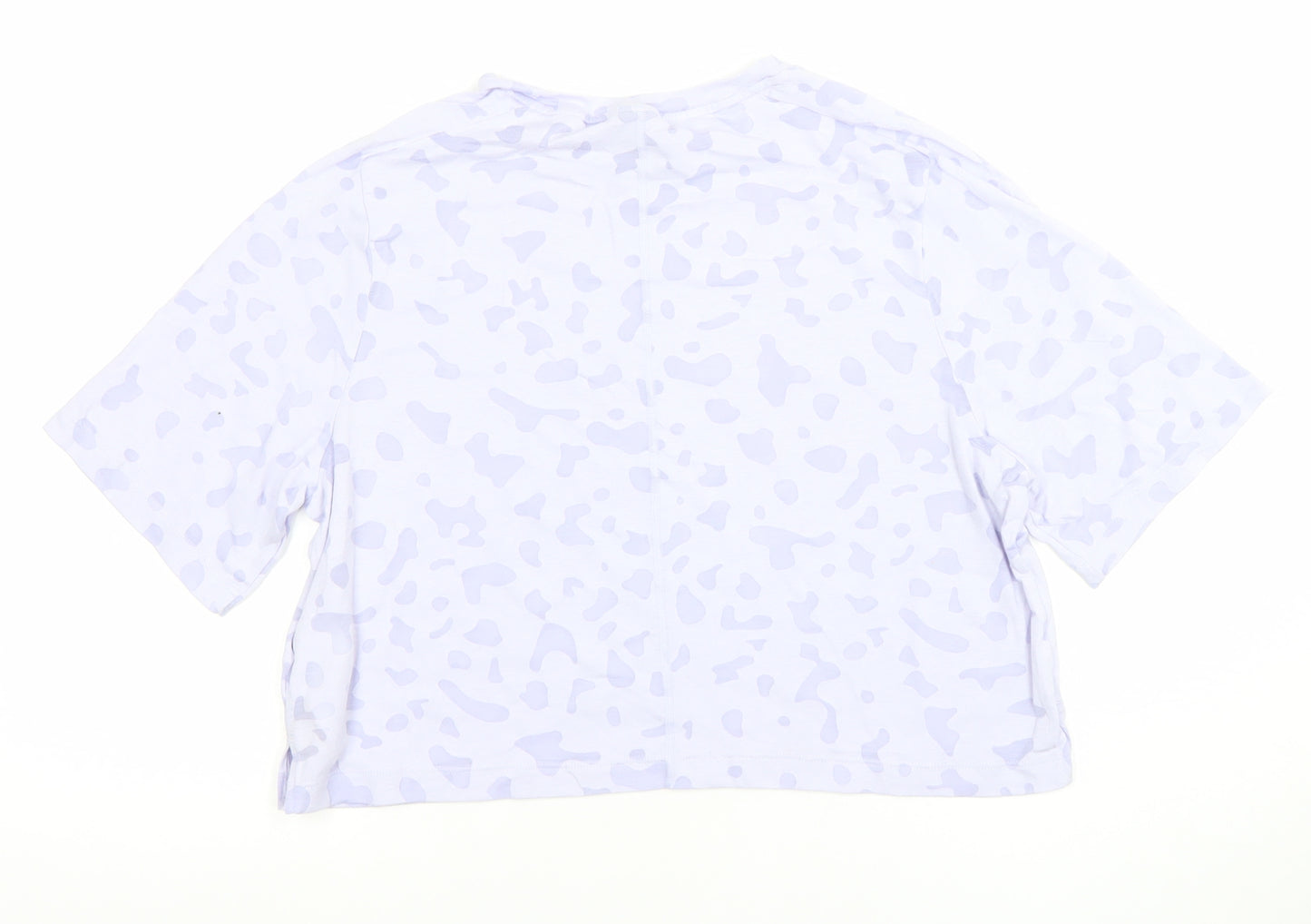 Nike Womens White Animal Print Cropped T-Shirt XL Relaxed Fit
