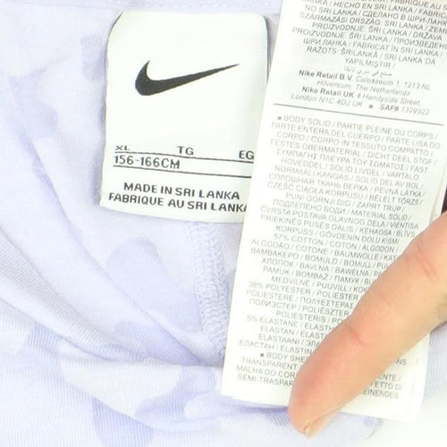 Nike Womens White Animal Print Cropped T-Shirt XL Relaxed Fit