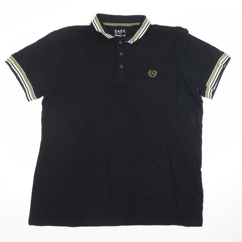 Easy Men’s Black Regular Fit Polo Shirt XL Cotton Short Sleeve