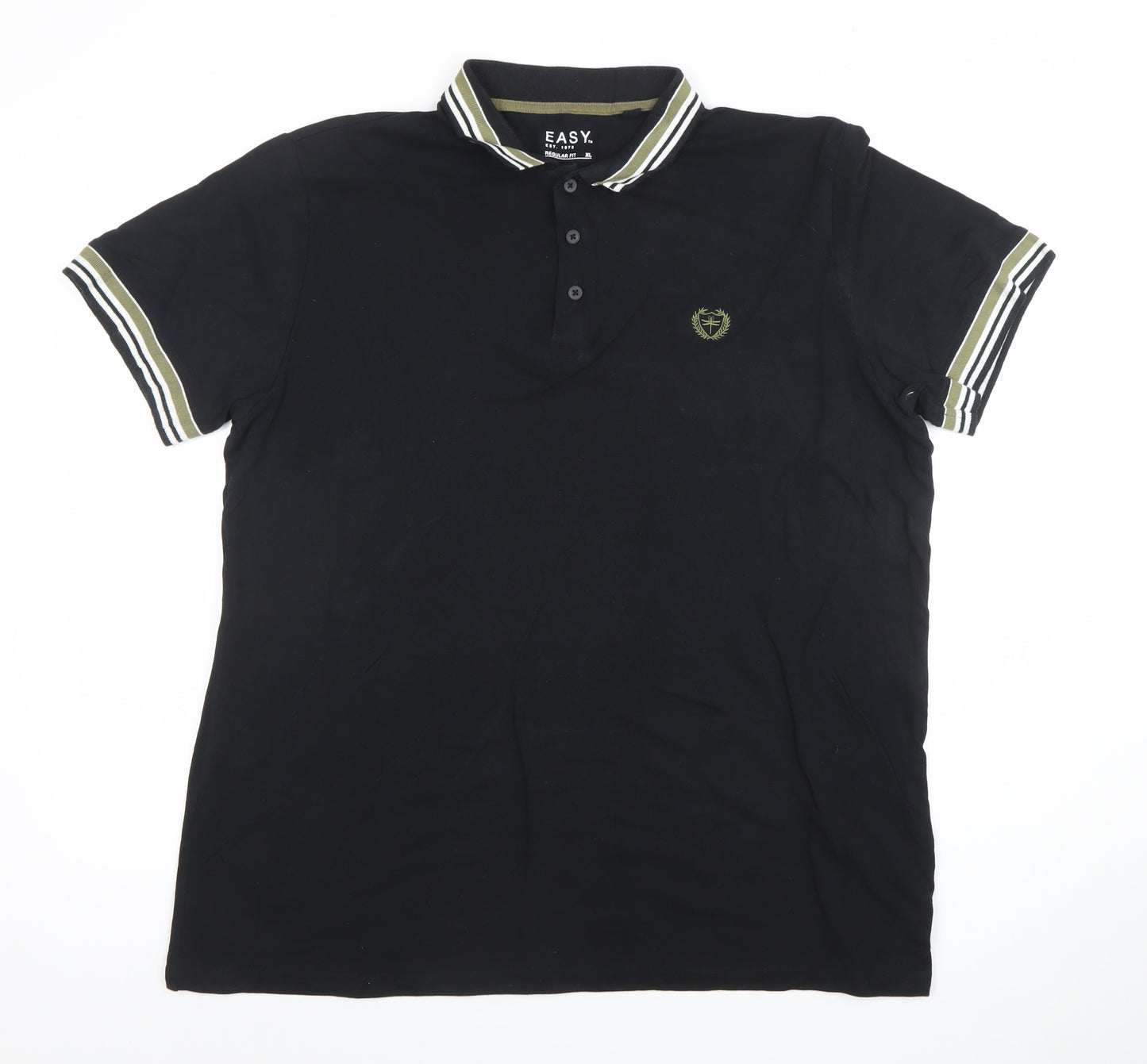 Easy Men’s Black Regular Fit Polo Shirt XL Cotton Short Sleeve