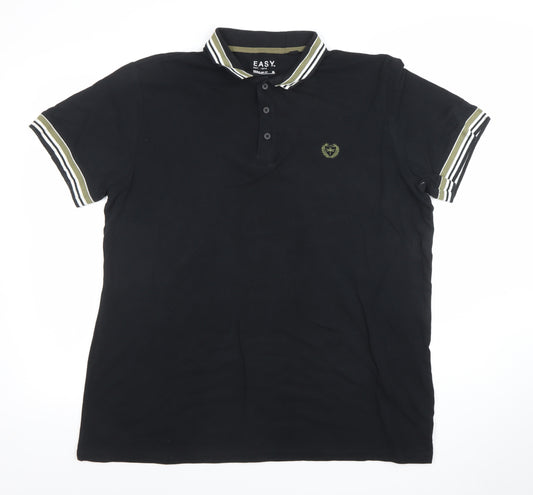 Easy Men’s Black Regular Fit Polo Shirt XL Cotton Short Sleeve