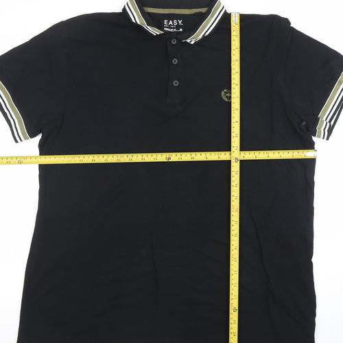 Easy Men’s Black Regular Fit Polo Shirt XL Cotton Short Sleeve