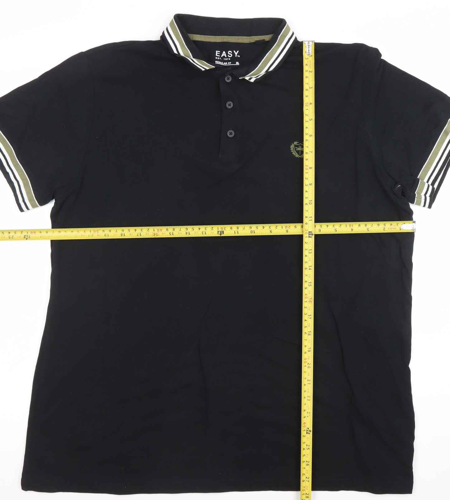 Easy Men’s Black Regular Fit Polo Shirt XL Cotton Short Sleeve