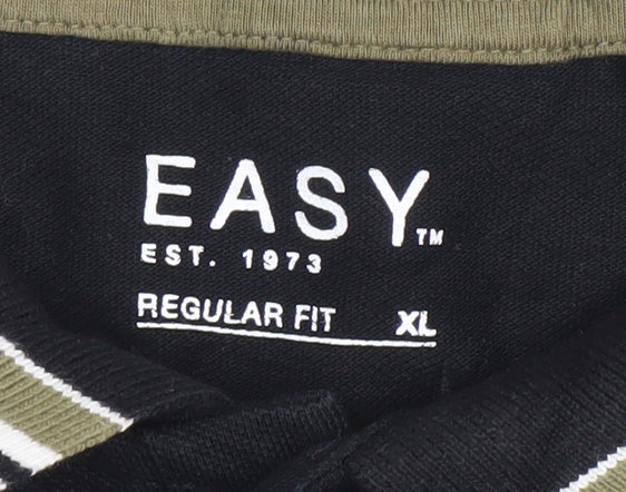 Easy Men’s Black Regular Fit Polo Shirt XL Cotton Short Sleeve