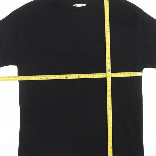 Pull & Bear Men's Black Cotton Crew Neck Short Sleeve T-Shirt Size S