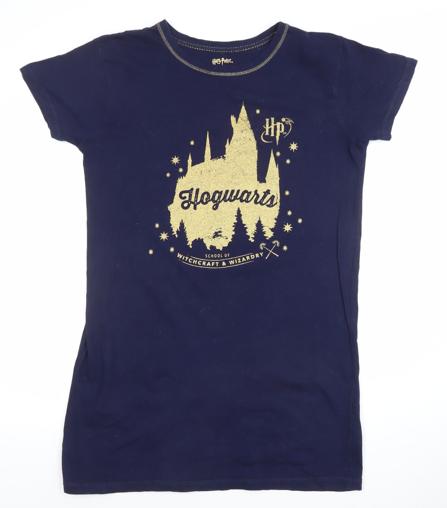 Harry Potter Womens Blue Glitter Hogwarts Nightshirt Size 10-12