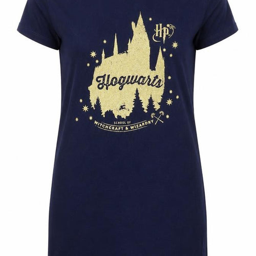 Harry Potter Womens Blue Glitter Hogwarts Nightshirt Size 10-12