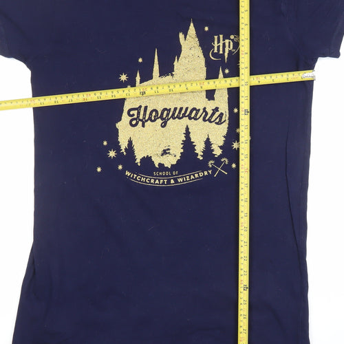 Harry Potter Womens Blue Glitter Hogwarts Nightshirt Size 10-12