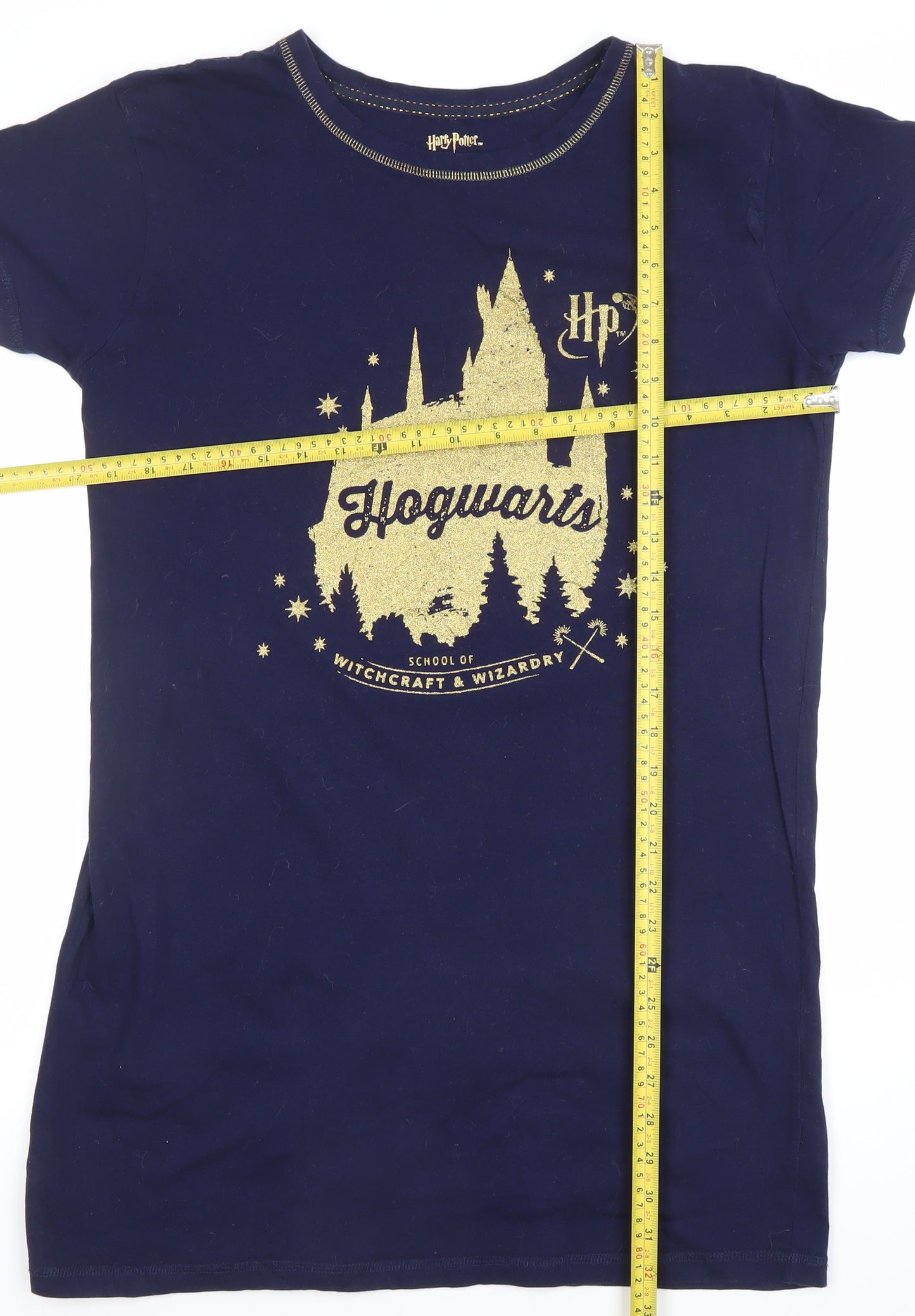 Harry Potter Womens Blue Glitter Hogwarts Nightshirt Size 10-12