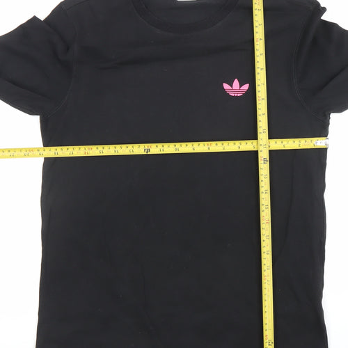 Adidas Womens Black Long Sleeve Crew Neck Sweatshirt UK 8 Cotton Logo Print