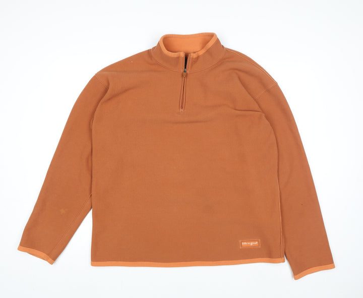 Life is good Men's Brown XL 1/4 Zip Fleece Sweatshirt