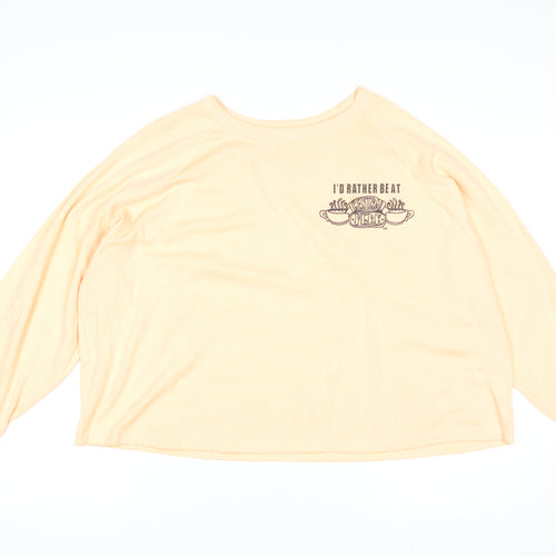 FRIENDS TV Show Women's Beige Central Perk Pullover Sweatshirt L