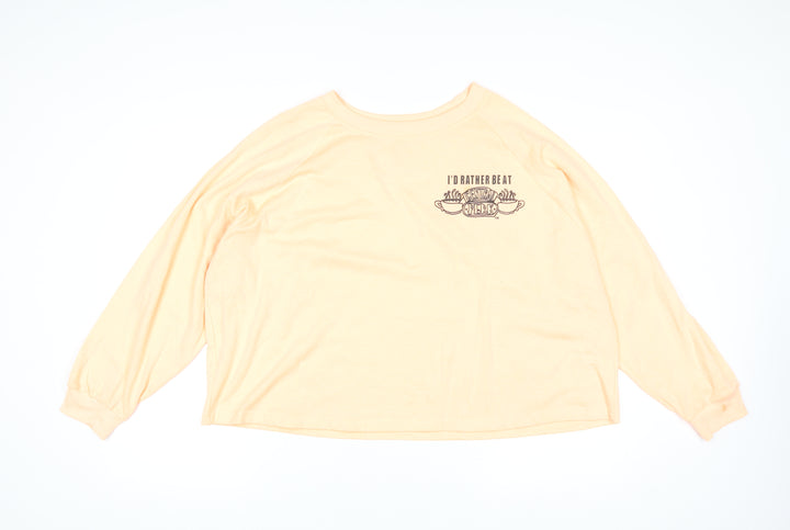 FRIENDS TV Show Women's Beige Central Perk Pullover Sweatshirt L